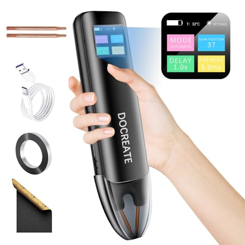 Image of Docreate Handheld Spot Welder, 99-Gear LCD Display with Auto/Manual Mode, for 0.1-0.25mm Nickel Sheet, Ideal for 18650 Battery Pack DIY & Repair