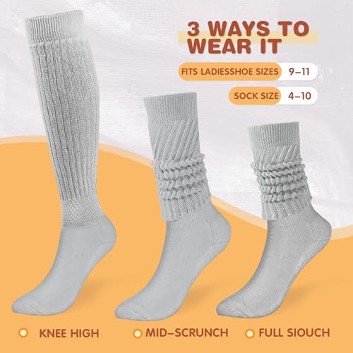 Image of Buauty Slouch Socks for Women, Soft Extra Long Chunky Scrunch Knee High Sock Winter Knit Slouchy Socks Leg Warmmers