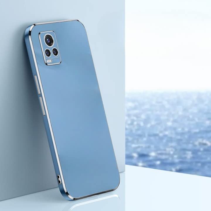 Image of for Vivo V20 Luxury Square Plating Phone Case Solid Color Soft Silicone Back Cover (for Vivo V20, Blue)
