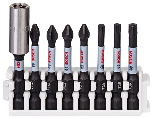 Bosch Home And Garden 8 Pz. Di Bit Avvitamento (Impact Control, T/Pz/Ph Bits, Lunghezza 25 Mm, Pick Click, Accessorio Avvitatore A Impulsi)