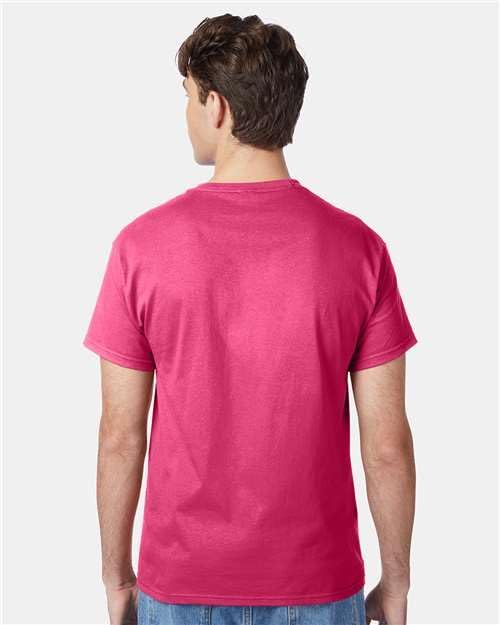 Hanes Authentic Short Sleeve T-Shirt, 100% Pre-Shrunk Cotton, Classic Fit, Tear Away Label, Wow Pink, 5XL