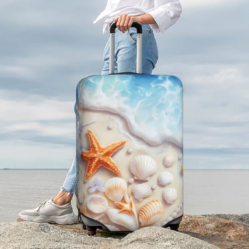 Beach Seashell Starfish Suitcase Cover Fashion Luggage Covers Anti-Scratch Elastic Lightweight Protector For Travel Outdoor Large4