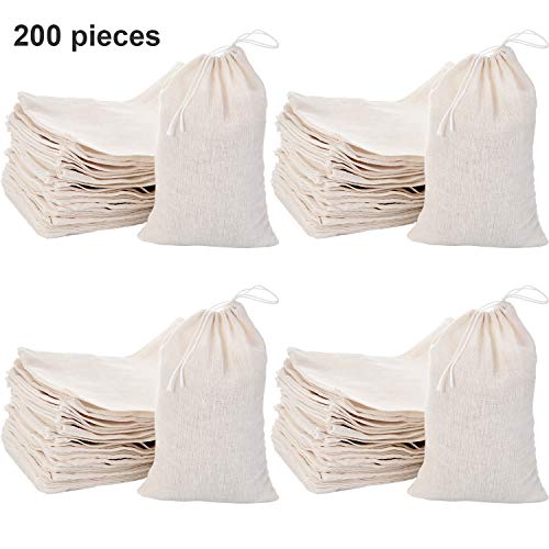 Bolsas de arpillera multiusos Tatuo con cordón ajustable para almacenar té, pack de 200 5