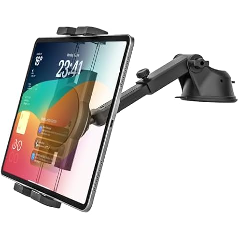 GDZN Dashboard Car Tablet Mount, Stretchable Car Dash Tablet Holder, Super Sticky Suction Cup Tablet Stand Clamp for iPad Pro 12.9 Air Mini, Galaxy Tabs, Z Fold, More 4-13" Cellphones and Tablets Cover