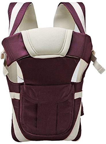 Image of Adjustable Cotton Hands-Free 4-in-1 (with Comfortable Head Support and Waist Belt) Baby Carrier; Purple