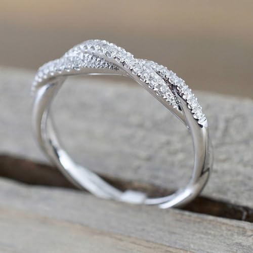 White Golden Plated Copper with Twist Rope Zirconia Engagement Rings Wedding Bridal Band Promise Rings Evening Parties Anniversary Valentine's Day Gifts Eternity Bands for Women3