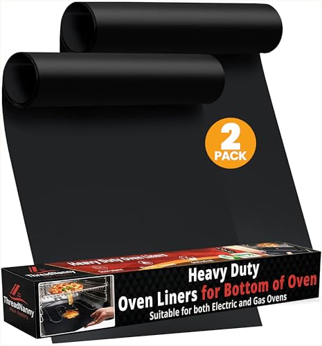 Oven Liners for Bottom of Oven - Thick Heavy Duty 17” x 25” 2 Pack Non-Stick Reusable Mats - BPA & PFOA Free Protector for Electric, Gas, Microwave & BBQ Grill Liner - Easy Clean & Heat Resistant