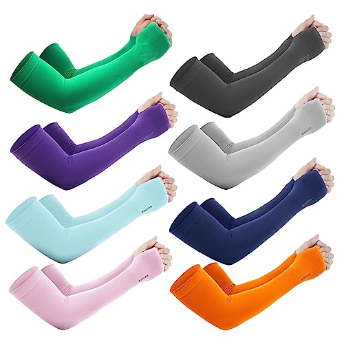 Image of GOUNOD Sun Protection Cooling Arm Sleeves with Thumb Holes - Gardening Outdoors Sports Workouts Sunscreen Arm Sleeves