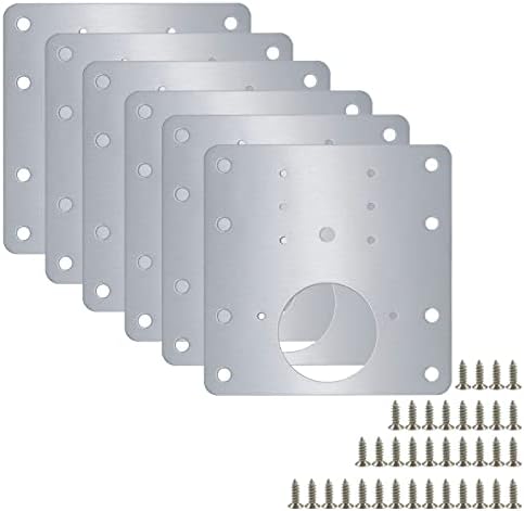 6 Set Hinge Mounting Plate Fix, Hinged Stainless Steel Door Panels, Professional Hinge Repair Kit for Reinforcement of Hinged Door Panels of Different Sizes