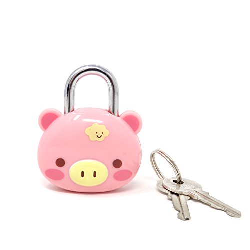 Honbay Cute Pink Pig Lock Padlock with Keys for Suitcases, Backpacks and Lockers