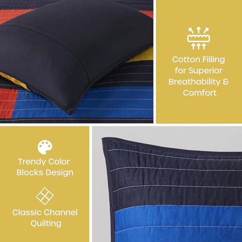 Intelligent Design Kids Cotton Multi Color Blocks Queen Quilt Set, 3pc - image 4
