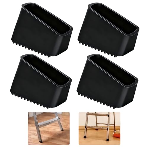 4Pcs Couvre-Pieds d'Echelle en Caoutchouc, Embout 50x20 MM Patin Escabeau Universel, Plateau Antidérapant pour Escabeau, Couvercle de Rail en Caoutchouc pour...