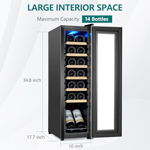 Towallmark 14 Bottle Compressor Wine Cooler, Wine Cellar with