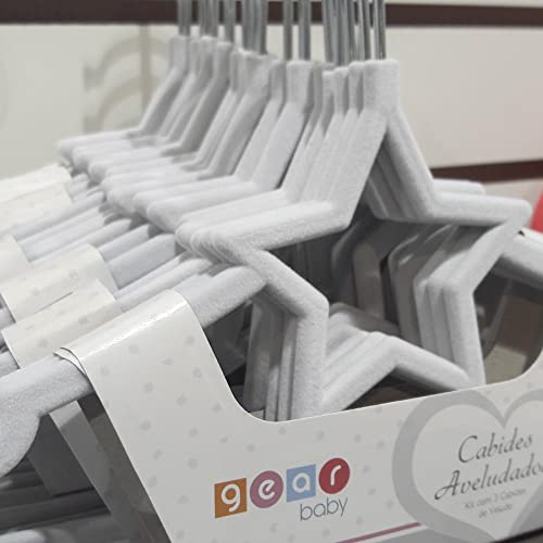 Kit 120 Cabides de Veludo Estrela Off-white