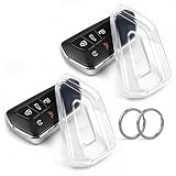 Amazauto Clear TPU Key Fob Cover, Compatible with VW Atlas ID.3 ID.4 Golf 8 GTI R Seat Leon MK4 (2020-2026) 3/4/5 Buttons etc, Transparent Soft Key Case (Clear, 2 Pcs)