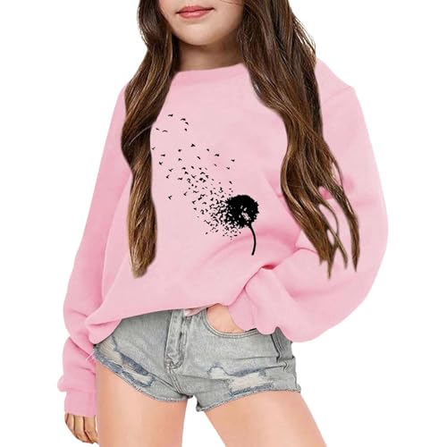 Kids Girls Sweatshirt no Hood Age 3-14 Years Fashion Graphic Long Sleeve Winter Teenage Girls Sweatshirt Baggy Comfort Cute Cartoon School Casual