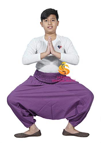 SARJANA Kids Cotton Harem Pants Children Girls Boys Boho Hippie Toddler Beach Unisex Comfy Trousers4