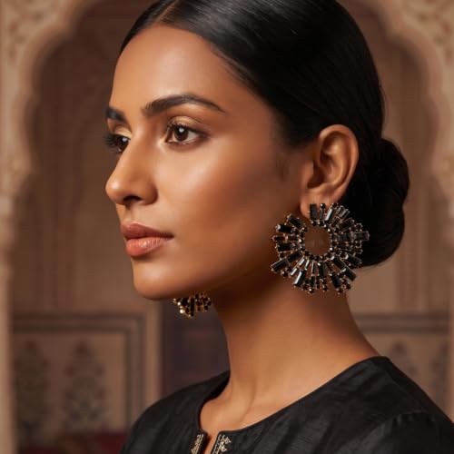 Image of Young & Forever Gift Fashion Jewellery Gold and Silver Plated Cubic Zirconia Diamond Hoop Earrings Sparkling Hypoallergenic Hoops Earrings for Women & Girls