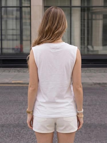 Image of Mack Jonney Women's Printed Cotton Sleeveless Vest | Round Neckt-Shirt| Casual Gym Tank Top-M.J8299