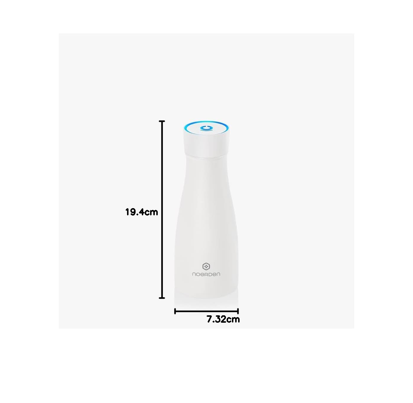 NOERDEN - Bouteille Intelligente LIZ 350 - Bouteille d'eau Autonettoyante en Acier - Couvercle sans BPA, Stérilisation UV, Rappel d'Hydratation et Indicateur LED de Température - 0,35l - Blanche