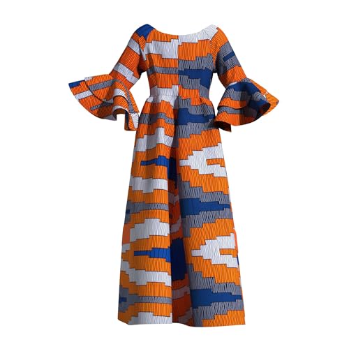 Image of iooiooi Womens African Print Party Maxi Dress Tradition Dashiki Ankara Long Dress & Headwrap