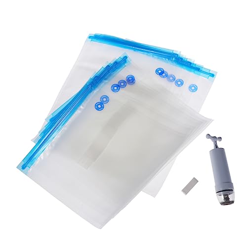 OFFSCH Food Vacuum Compression Bags Set Exhaust Seal Bag Set with Pump for Camping Fishing and Picnic Blue Color