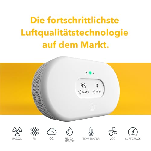 Airthings 2960 View Plus - Intelligenter Radon und Luftqualität-Messgerät (Feinstaub, Radon, CO2, VOC, Luftfeuchtigkeit, Temperatur)