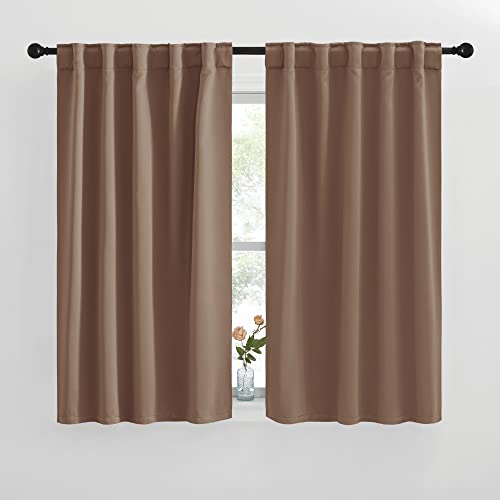 NICETOWN Blackout Curtains and Drapes for Kitchen - (Cappuccino Color) 42 inches Wide by 50 inches Long, 2 Panels Set, Thermal Insulated Blackout Wind