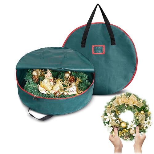 Paquete De 2 Contenedores De Almacenamiento Para Coronas, Bolsa De Almacenamiento De Corona De Navidad Con Asa Reforzada Para Vacaciones, Navidad, Acción De Gracias, Halloween, Bolsa De Almacenamiento Paquete De 2 Contenedores De Almacenamiento Para Coronas, Bolsa De Almacenamiento De Corona De Navidad Con Asa Reforzada Para Vacaciones, Navidad, Acción De Gracias, Halloween, Bolsa De Almacenamiento