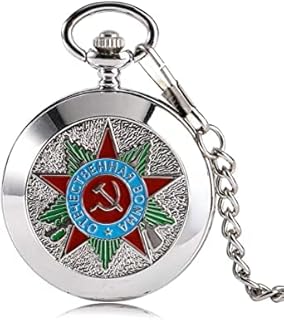 Vintage Classic Pocket Watch Silver Russian Soviet Sickle Hammer Communism Coat of Arms Pocket Watch Easy to Wear Gift