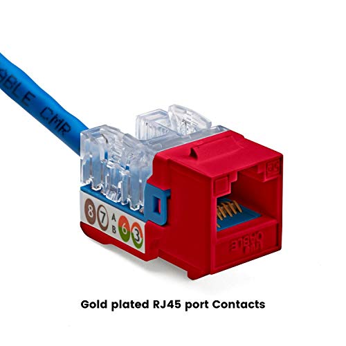 TRUE CABLE Cat5e Keystone Jack, Unshielded (UTP), 90 Degree Punch-Down, PoE++ (4PPoE) 100W, UL Listed, ETL Verified, ANSI/TIA Certified, Modular RJ45 Female, Red, 24 Pack by TRUE CABLE - Image 6