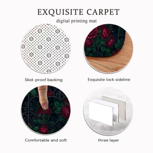 Alfombra de rosas para dormitorio decorativa clásica rectangular y antideslizante 8