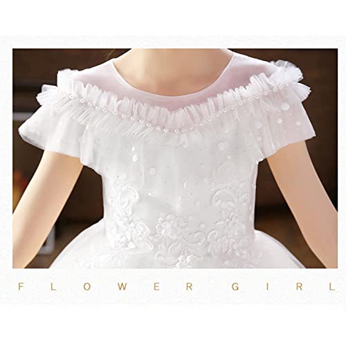 Flower Girl Dress Lace Tulle With Beads Princess Dress For Wedding Party Gown For Girls 2-13 Years Old White 12 #TOP5