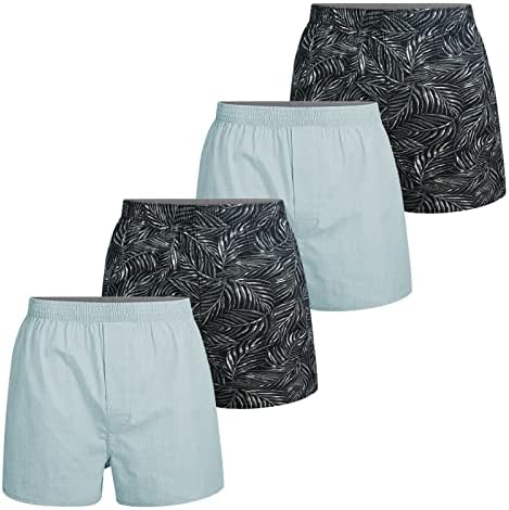 ILUVIT Mens Boxer Shorts Woven Mens Underwear Boxers Cotton Underwear for Men 4-Pack