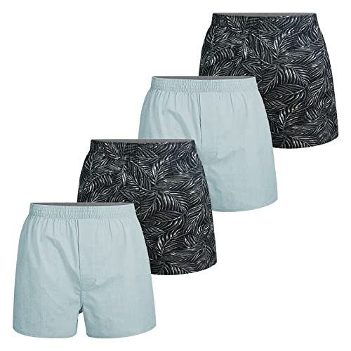 ILUVIT Mens Boxer Shorts Cotton Mens Underwear Boxers Woven Underwear for Men Pack of 4 L