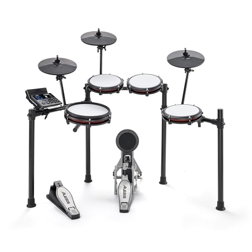Alesis Nitro Max Kit – Kompaktes E-Drum Set mit leisen Mesh-Pads, 10\ Dual-Zone Snare, Bluetooth, 440+ BFD-Sounds, Drumeo, USB MIDI, Fußmaschine