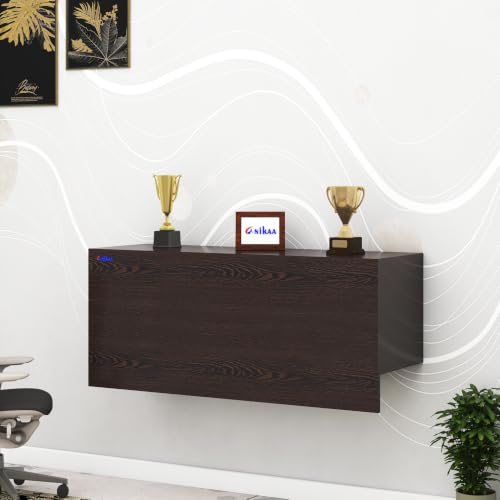 Image of Anikaa EduDesk Wall Mounted Foldable Study Table with Storage Shelves, Floating Wall Desk for Home Office, Laptop & Computer Desk, Engineered Wood, Space-Saving Fold-Down Workstation (DIY Assemble).