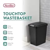 Sterilite 7.5 Gallon TouchTop Wastebasket Trash Can with Pop Up Lid for Kitchen, Bathroom, Mudroom or Office, 4 Pack, Black