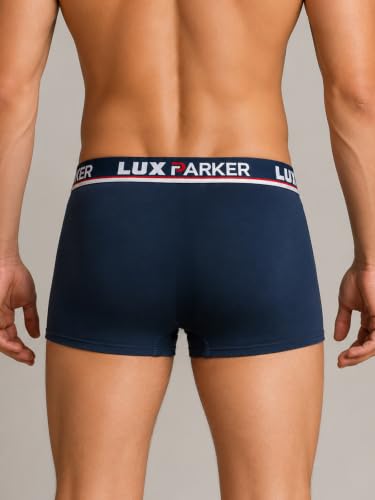 Image of Lux Parker Men's Pure Cotton Modern Solid Trunks (Pack of 4) SEMI-Long COL 4PC Assorted
