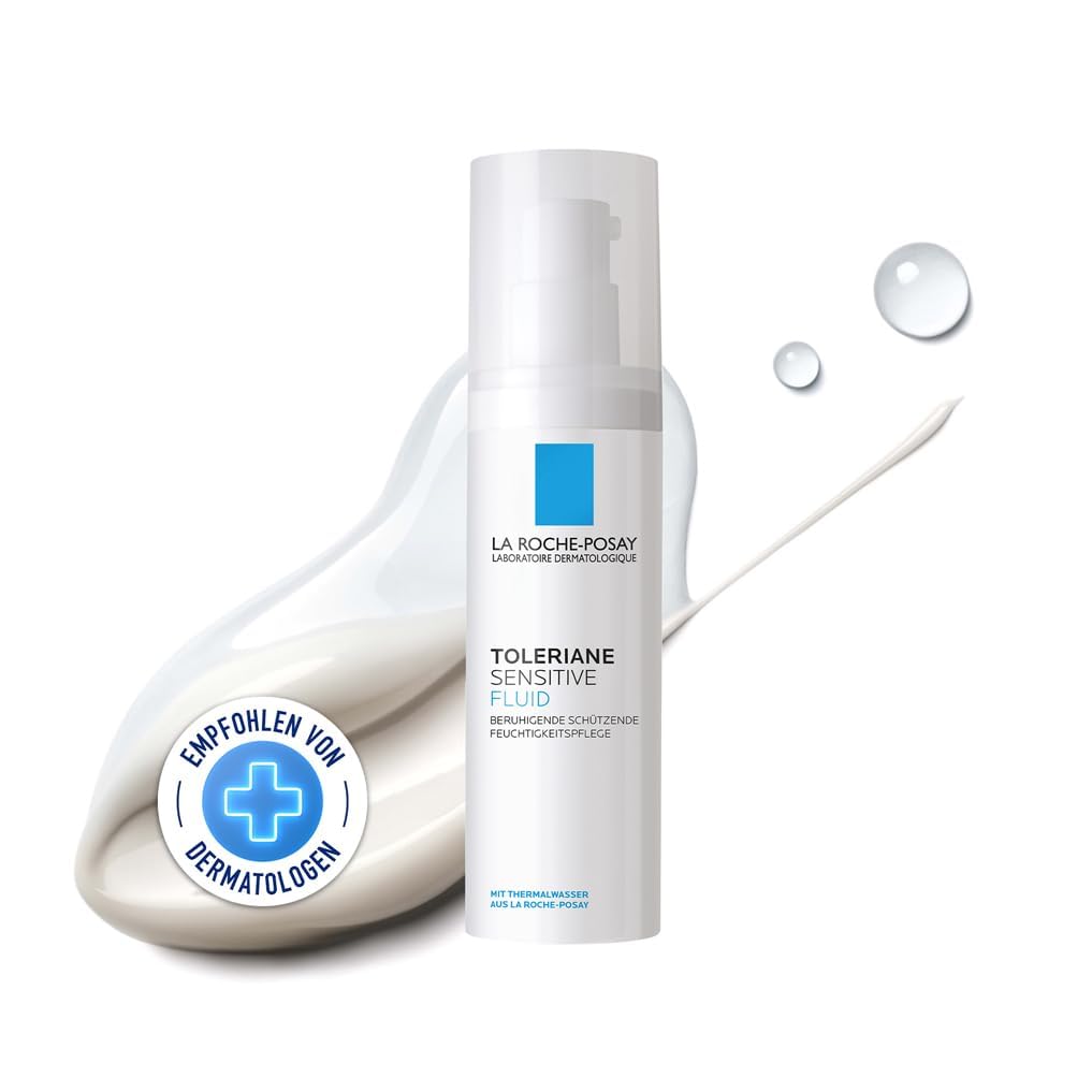 La Roche Posay Gesichtsfluid für fettige und Mischhaut, Intensiv beruhigend, Für 48 Stunden Feuchtigkeit, Mit Glycerin, Niacinamid und Thermalwasser, Toleriane Sensitive Fluid, 40 ml
