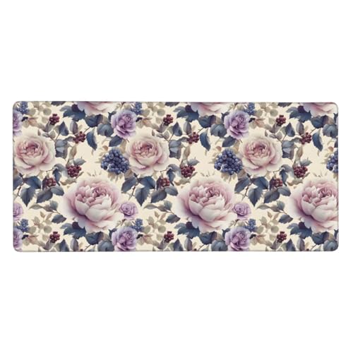 Tapis de souris de jeu xxl fleur rose myrtille grand tapis de bureau PC