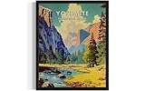 Yosemite National Park Poster Art Print Retro Mountain Lake Wall Art Vintage Decor Nature Landscape Picture For Bedroom Bathroom Office Home 48 (Yosemite, 8 x 10 inches, Unframed)
