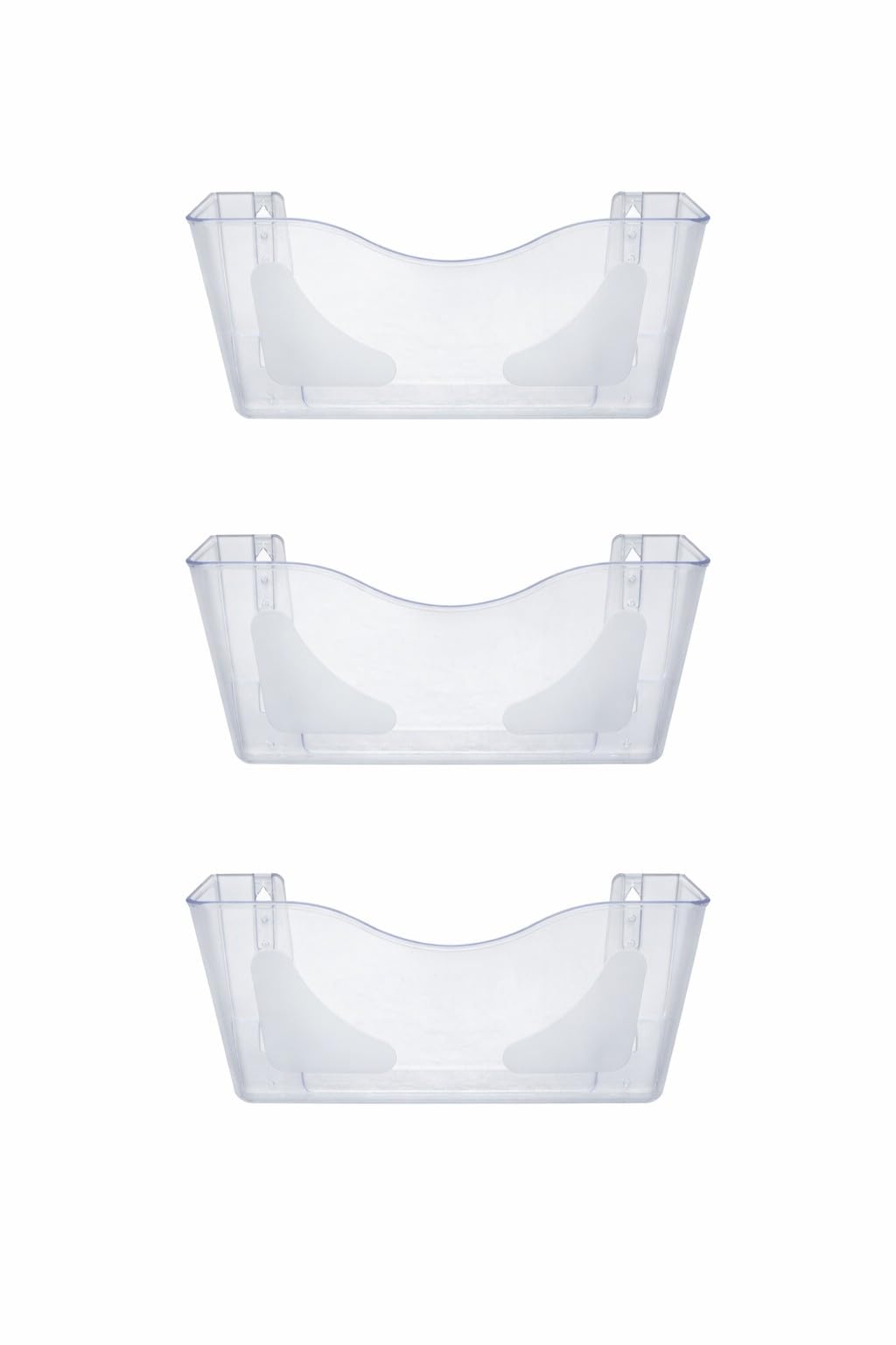 Deflecto A4 Wall Mounted Magazine File Holder - Pack of 3 - Perfect for Folders, Files, Mails & Brochure - Crystal Acrylic Document Organiser - Letter Racks for Home & Office w/ Sleek Landscape Design