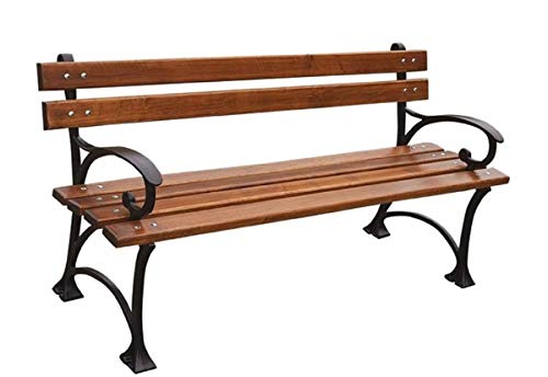 Casa Padrino Art Nouveau Park Bench Brown/Black 150 x 44 x H. 73 cm - Garden Bench with Armrests - Garden Furniture