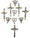 Silver Tone Saint Benedict Crucifix with St Mary Medal Rosary Centerpiece, Lot of 10, 1 1/2 Inch