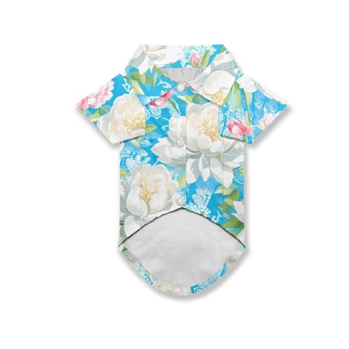Disfraz hawaiano para perro con diseño Peonía blanca L miniatura 4