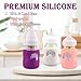 3 Pack Silicone Sleeves for Dr. Brown's Natural Glass Baby Bottles, Anti Breakage Baby Bottle Holder, Compatible Dr. Brown Wide-Neck Glass Baby Bottles 5 oz (White+Pink+Purple)