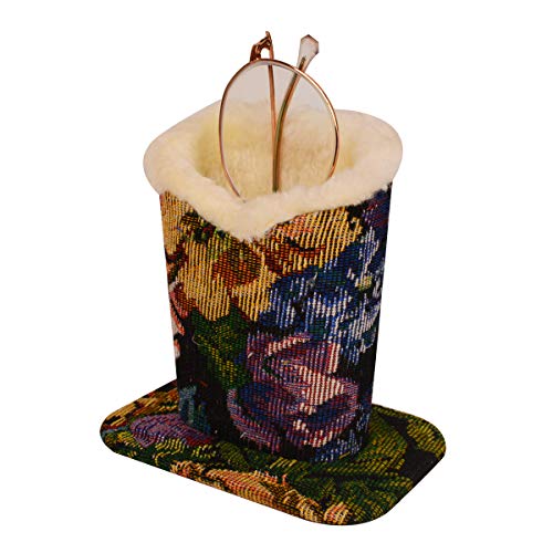 Baitaihem Pack Of 2 Plush Lined Eyeglasses Holder Stand Protective Glasses Case For Desks Or Nightstands(Dark Floral Design) #TOP3