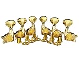 Guyker 6Pcs Guitar Machine Heads (3L + 3R) – 1:21 Sealed Tuning Key Pegs Tuners Set Replacement for ST Tele SG Style Electric or Acoustic Guitars – Golden
