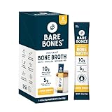 Bare Bones Bone Broth Instant Powdered Mix, Lemon Ginger, Pack of 8, 15g Sticks, 10g Protein, Keto & Paleo Friendly Bone Broth Packets